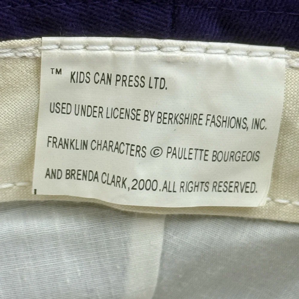 Vintage Franklin The Turtle Purple Bucket‎ Hat Kids 90s Y2K Cute